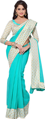 Brijraj Printed Fashion Dupion Silk Saree(Light Blue)
