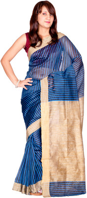 Chandrakala Self Design Banarasi Cotton Saree(Blue, Grey)