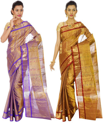 Mahaveersilkcreations Woven Kanjivaram Pure Silk Saree(Pack of 2, Multicolor), Multi
Mahaveersilkcreations Woven Kanjivaram Pure Silk Saree(Pack of 2, Multicolor), Multi