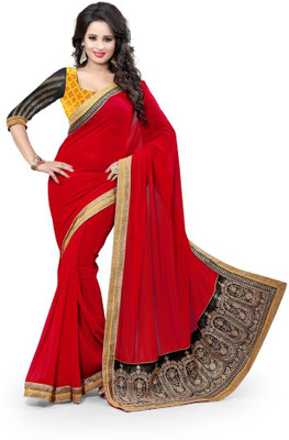 Style U Self Design Bollywood Georgette Saree(Red)