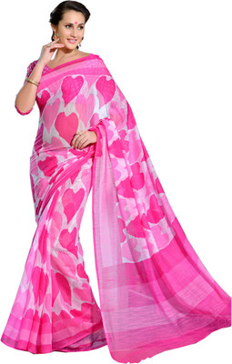Helixenterprise Printed Fashion Handloom Cotton Saree(Pink)