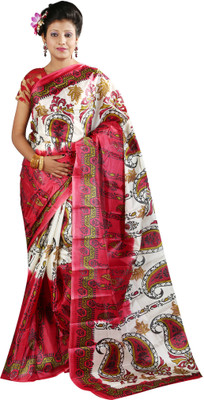 Anushree Saree Self Design Fashion Silk Saree(Multicolor), Red