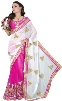 Khoobee Self Design, Embroidered, Embellished Fashion Net, Georgette Saree(White, Pink), Pink;white
Khoobee Self Design, Embroidered, Embellished Fashion Net, Georgette Saree(White, Pink), Pink;white