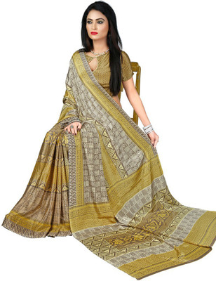 Desi Butik Printed Fashion Crepe Saree(Multicolor)