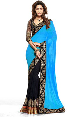 Bhuwal Fashion Self Design Fashion Georgette Saree(Light Blue)