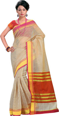 Rani Saahiba Solid Banarasi Art Silk Saree(Beige)