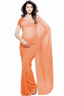 Khushali Self Design Fashion Georgette Saree(Orange)