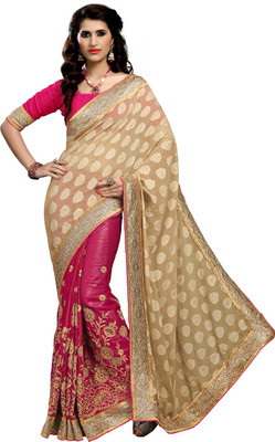 Aasvaa Embroidered Fashion Jacquard Saree(Pink)