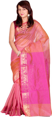 Chandrakala Self Design Banarasi Cotton Saree(Pink)