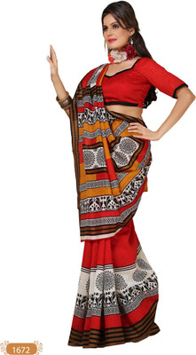 Hi-Choice Printed Daily Wear Art Silk Saree(Multicolor), Red