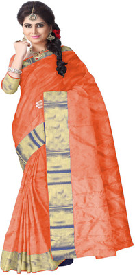 Javuli Woven Arani Pattu Handloom Silk Cotton Blend Saree(Mustard)