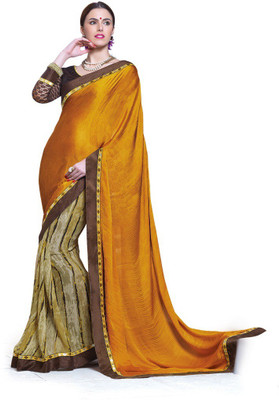Ridham Sarees Printed Fashion Handloom Satin Saree(Multicolor)