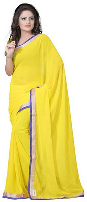 Stylezone Solid Fashion Chiffon Saree(Yellow)