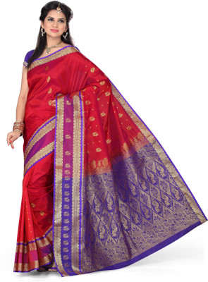 Ishin Printed Kanjivaram Art Silk Saree(Red)
