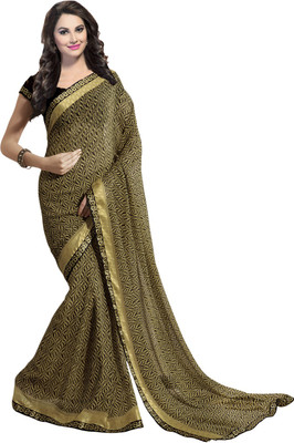 Ishin Printed Fashion Georgette Saree(Beige)