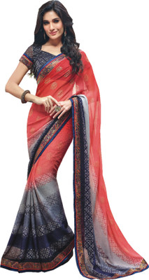Vishal Self Design Bollywood Chiffon Saree(Red, Blue), Blue;red 
Vishal Self Design Bollywood Chiffon Saree(Red, Blue), Blue;red