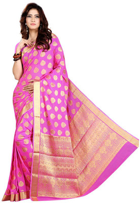Roopkala Silks Woven Mysore Georgette Saree(Purple), Light purple