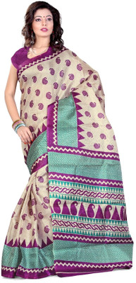 Cenizas Printed Fashion Art Silk Saree(Multicolor), Purple