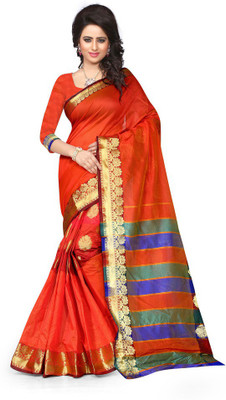Style U Self Design Chanderi Poly Silk Saree(Red)