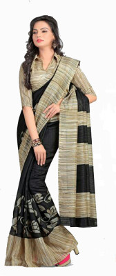 Kesar Sarees Printed Bhagalpuri Art Silk Saree(Black)