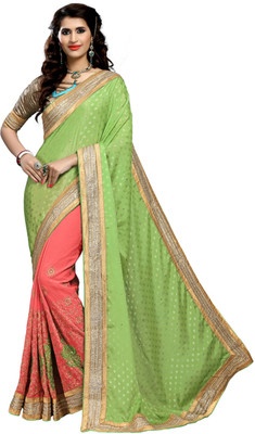 Khoobee Self Design, Embroidered, Embellished Fashion Georgette, Jacquard Saree(Green, Beige, Pink), Beige;green;pink
Khoobee Self Design, Embroidered, Embellished Fashion Georgette, Jacquard Saree(Green, Beige, Pink), Beige;green;pink