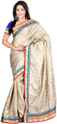 Suvastram Embellished Fashion Art Silk Saree(Beige)