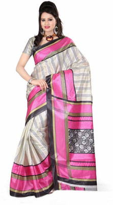 Dancing Girl Printed Bollywood Art Silk Saree(Pink)