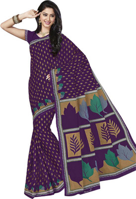 Party Wear Dresses Printed Fashion Cotton Saree(Purple)