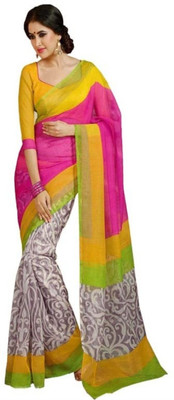 Aksh Fashion Self Design Fashion Cotton Saree(Multicolor)