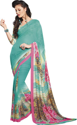 Vishal Self Design Bollywood Georgette Saree(Green)