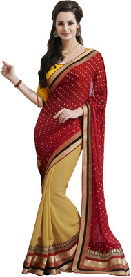 Desi Butik Self Design Fashion Georgette Saree(Red)