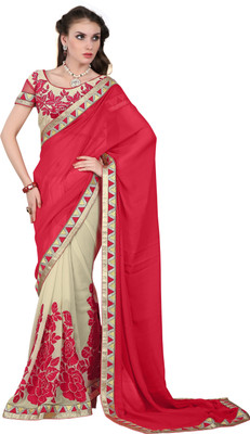 Khoobee Self Design, Embroidered, Embellished Fashion Georgette Saree(Red, Beige), Beige;red
Khoobee Self Design, Embroidered, Embellished Fashion Georgette Saree(Red, Beige), Beige;red