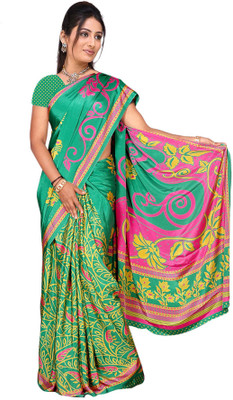 Vardan Prints Printed Bollywood Crepe Saree(Light Green)