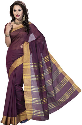 Rani Saahiba Solid Gadwal Cotton Saree(Purple)