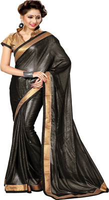Sourbh Sarees Solid Fashion Georgette Saree(Black