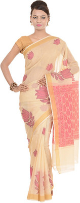Kdc Sarees Embroidered Banarasi Handloom Organza Saree(Gold), Tussar