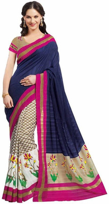 Ewows Printed Bhagalpuri Art Silk Saree(Purple)