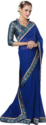 Parisha Embroidered Fashion Georgette Saree(Blue), Nblue