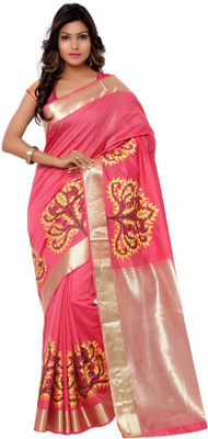 Manthan Printed Daily Wear Cotton Saree(Pink)