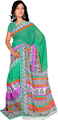 Vardan Prints Printed Bollywood Chiffon Saree(Green)