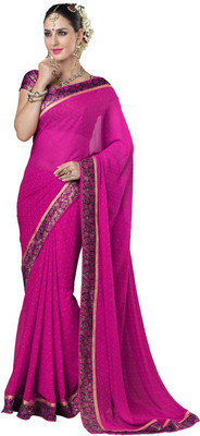 Lovelylook Embroidered Fashion Georgette Saree(Pink)