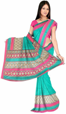 Dancing Girl Printed Bollywood Art Silk Saree(Green)