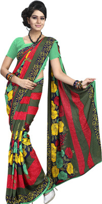 Saara Geometric Print Daily Wear Georgette Saree(Green)