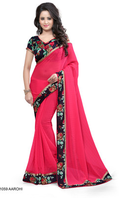 Indianbeauty Self Design, Solid, Printed Bollywood Chiffon Saree(Red)