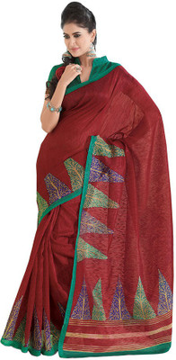 Indian Wear Online Printed Fashion Cotton Saree(Maroon)
