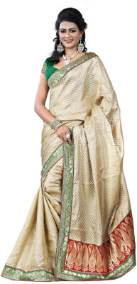 Vardhman Synthetics Printed Fashion Art Silk Saree(Beige)