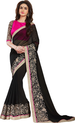 Brijraj Embellished Fashion Georgette Saree(Black)