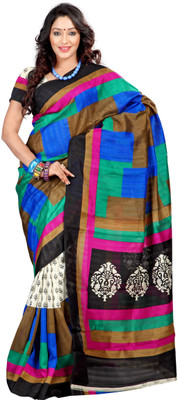 Sunaina Printed Fashion Cotton Lycra Blend Saree(Multicolor)