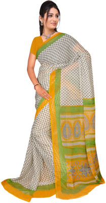 Vardan Prints Printed Bollywood Chiffon Saree(Beige, Yellow)