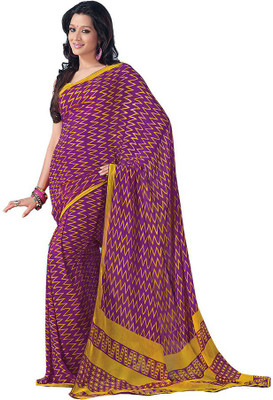 Party Wear Dresses Printed Fashion Pure Chiffon Saree(Maroon)